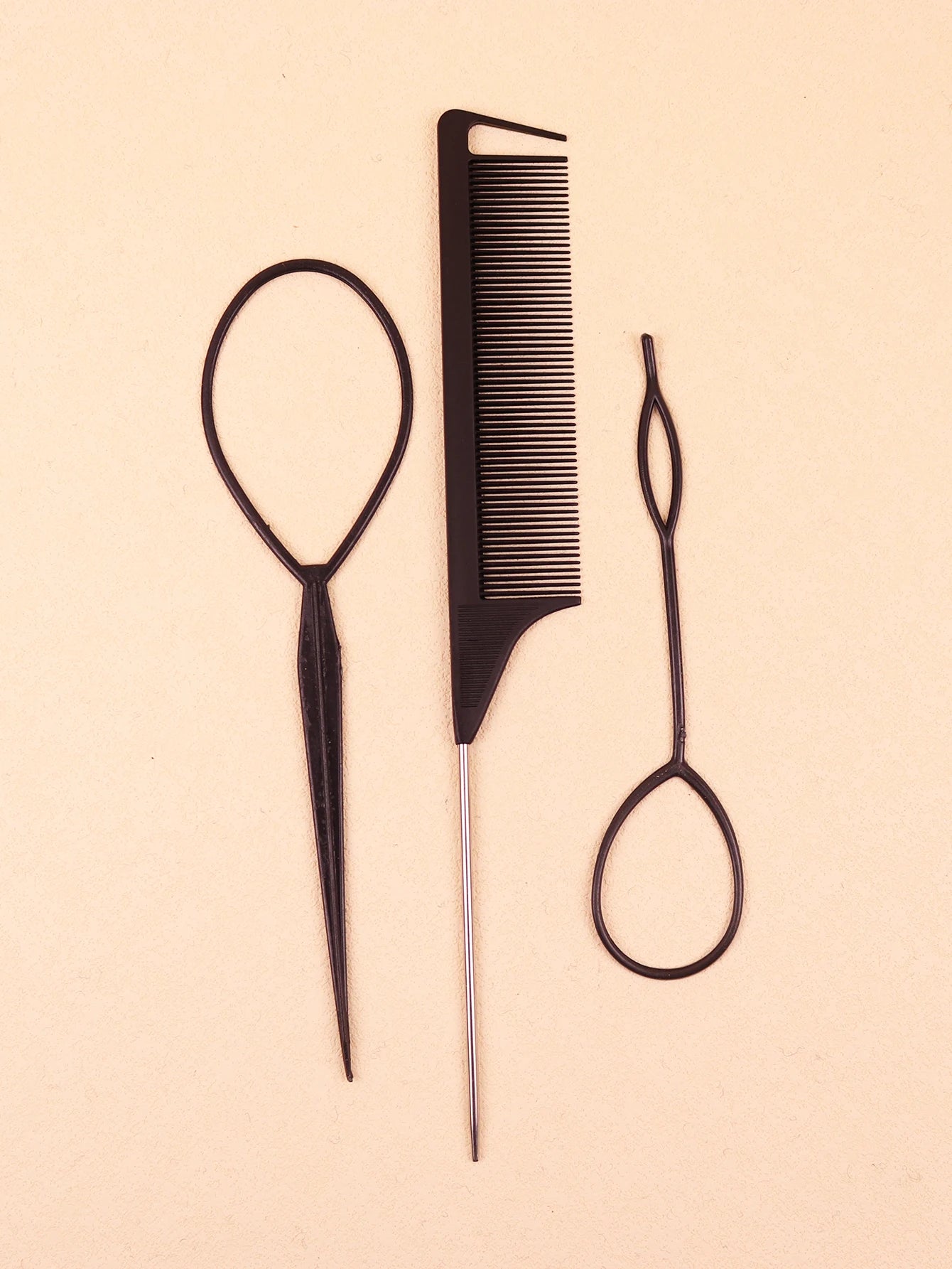 3pcs of hair braiding tools, designed for hair styling mouse tail combs to distribute hair braiding，Special for real hair wigs