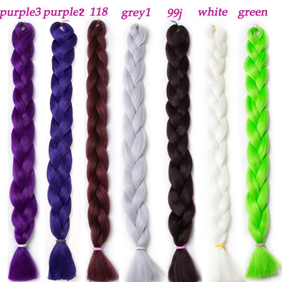 VERVES Braiding Hair 100 cm Synthetic Heat Fiber Braid 165g/Piece Women Pure Color Jumbo Braid Hair Extensions Pink