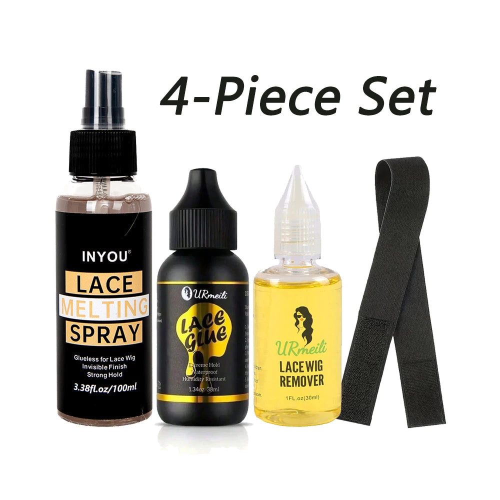 4 pcs Wig Accessory Lace Front Wig Glue, lace Bond Melting Spray，wig adhesive, adhesive remover,Natural and Gentle Formula