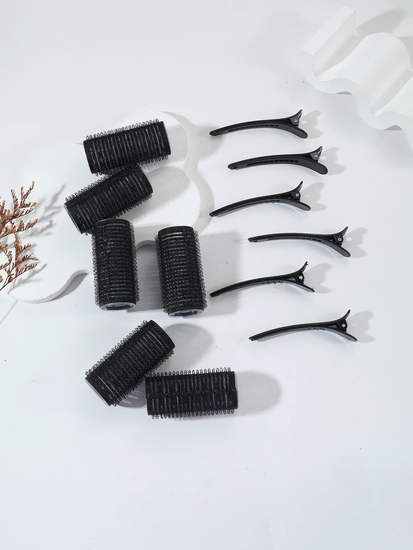 12pcs Curling Tool Set with 6 Non Heat Curlers and 6 Clips, available in multiple sizes Special for real hair wigs
