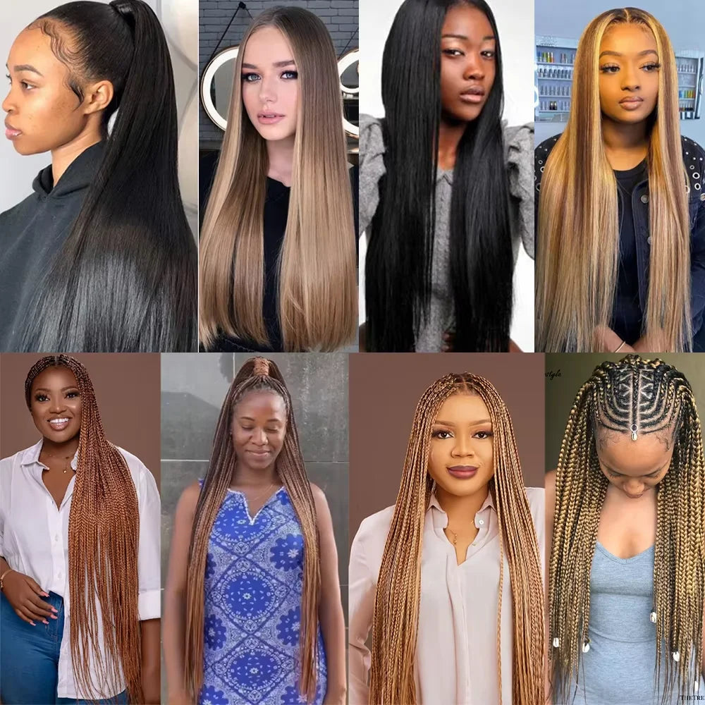 Synthetic Long Straight Silky Bulk Hair Extensions 28 Inch High Temperature Hair Bundles Extension 150g one Pack for Women Girls