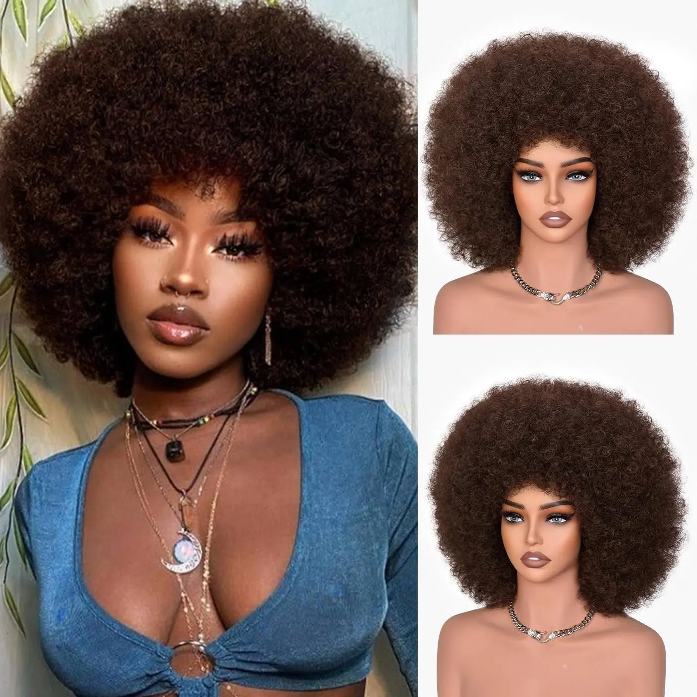 10inch Synthetic Afro Wigs Soft Natural Looking and Bouncy 70s Huge Fluffy Puff Wigs for Cosplay And Daily Party Cosplay Costume