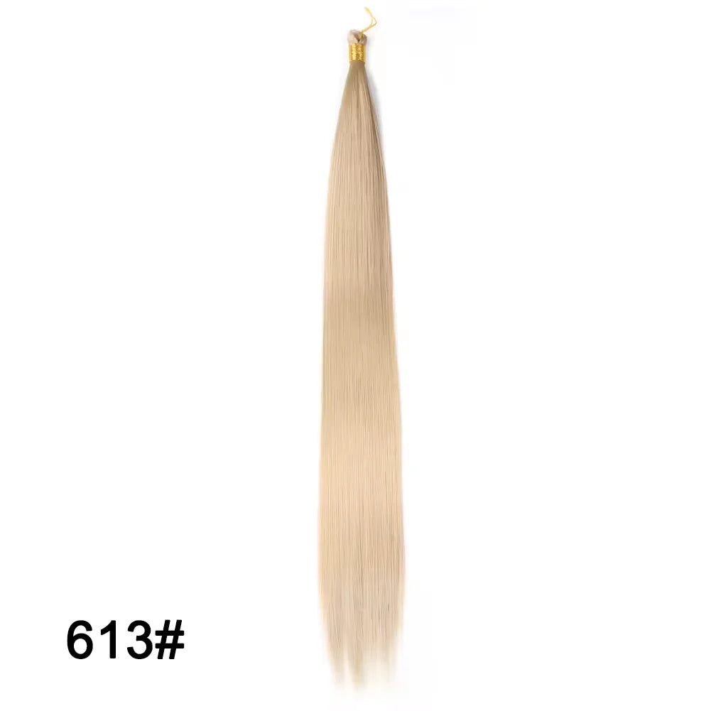 Synthetic Long Straight Silky Bulk Hair Extensions 28 Inch High Temperature Hair Bundles Extension 150g one Pack for Women Girls