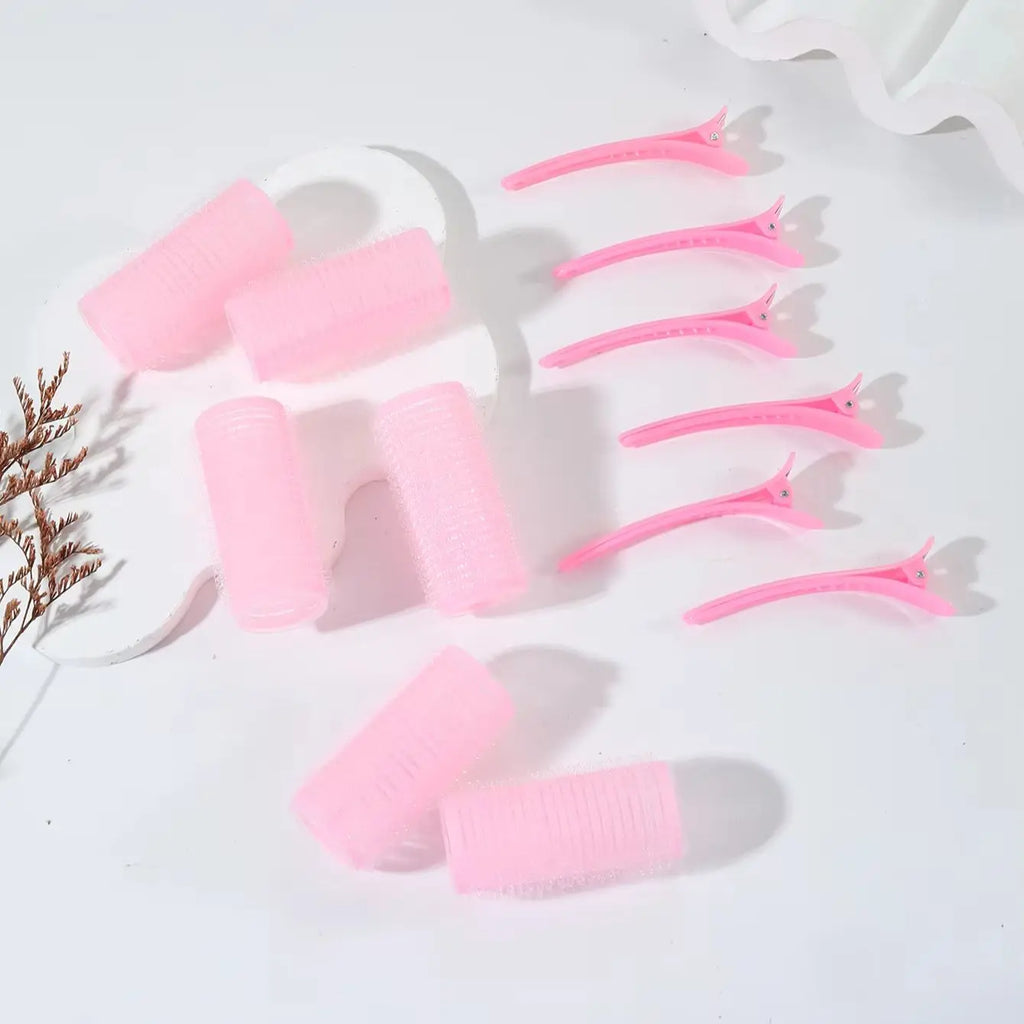 12pcs Curling Tool Set with 6 Non Heat Curlers and 6 Clips, available in multiple sizes Special for real hair wigs