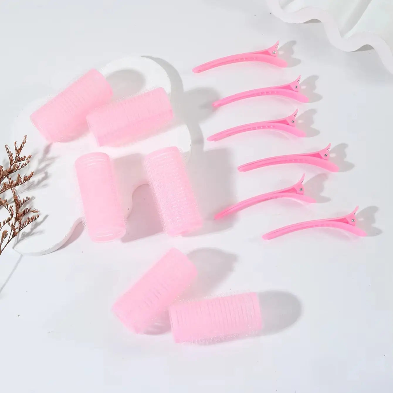 12pcs Curling Tool Set with 6 Non Heat Curlers and 6 Clips, available in multiple sizes Special for real hair wigs