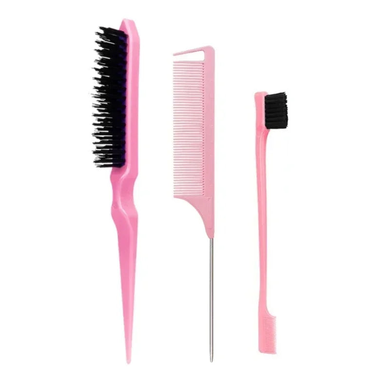 3pcs styling comb set teasing comb triple teasing comb mouse tail comb edge brushing hair tail tool，Special for real hair wigs