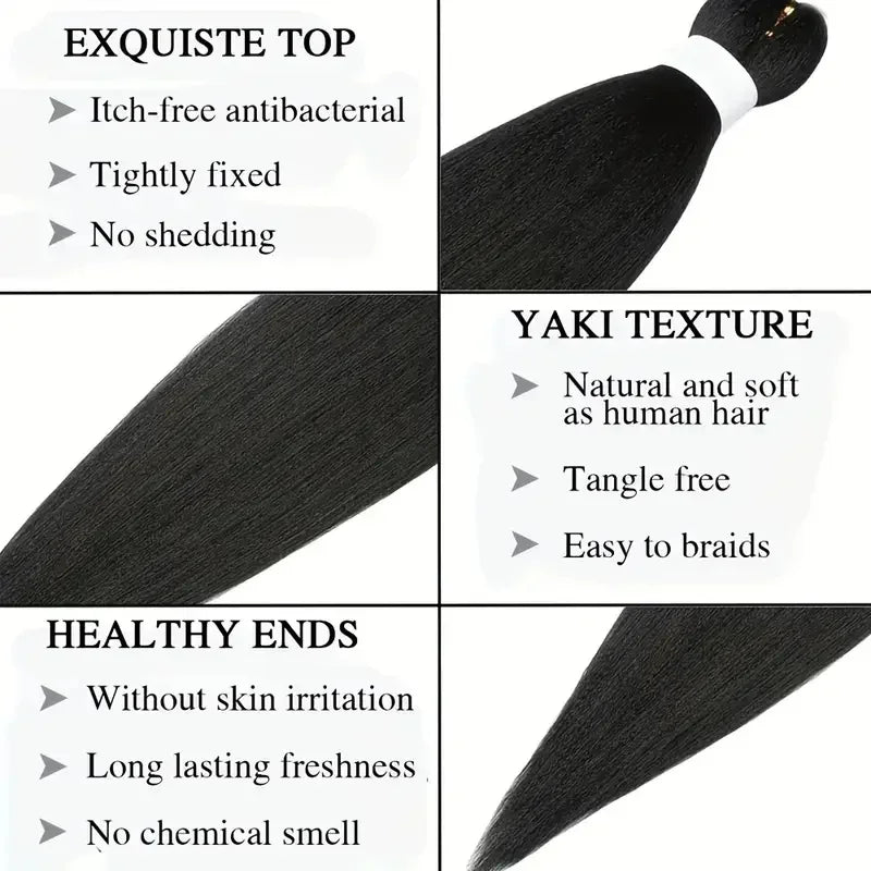 1/3/6 Packs 26 Inch Pre Stretched Braiding Hair Synthetic Easy Hair Yaki Straight Braids Wholesale Hot Water Setting For Women
