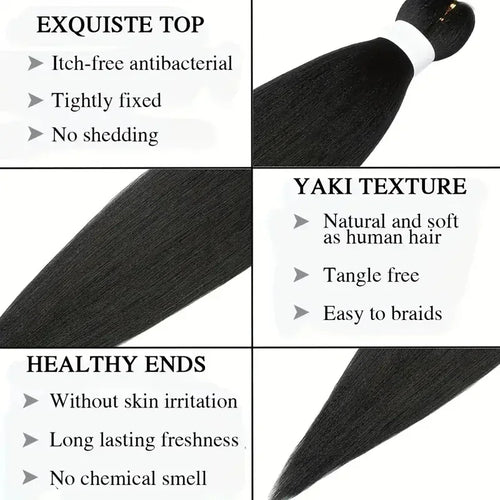 1/3/6 Packs 26 Inch Pre Stretched Braiding Hair Synthetic Easy Hair Yaki Straight Braids Wholesale Hot Water Setting For Women