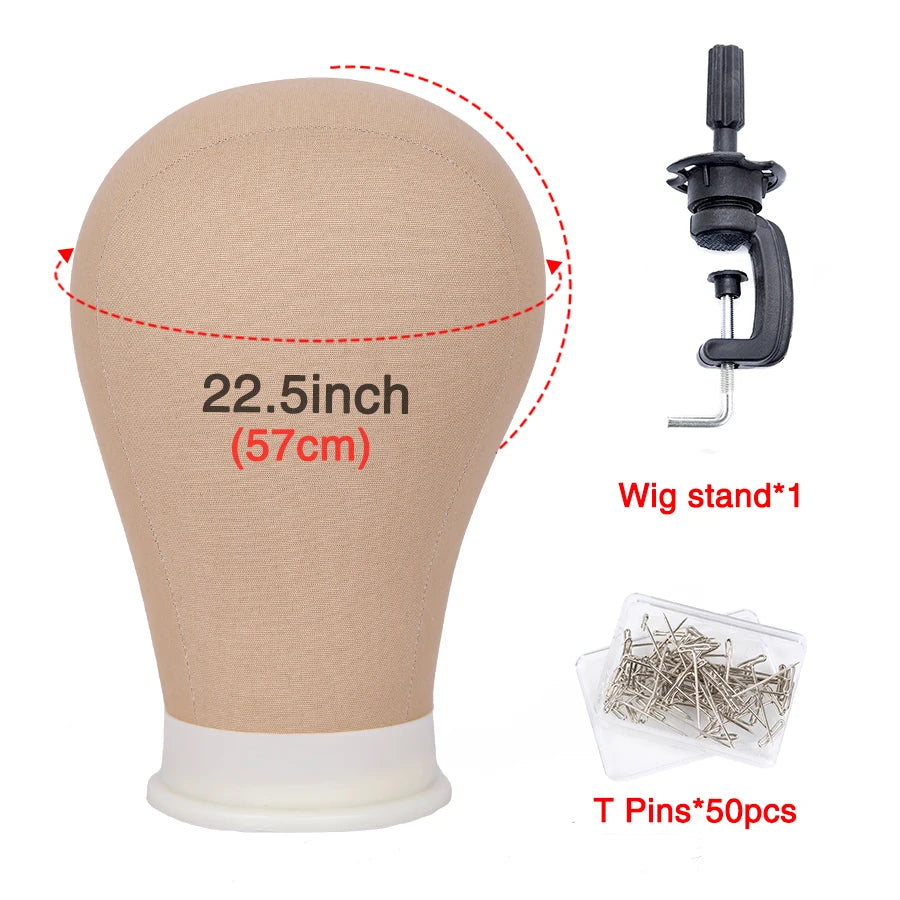 Alileader Training Mannequin Head Canvas Block Head Display Styling Mannequin Manikin Head Wig Stand Free Get T Needle Holder