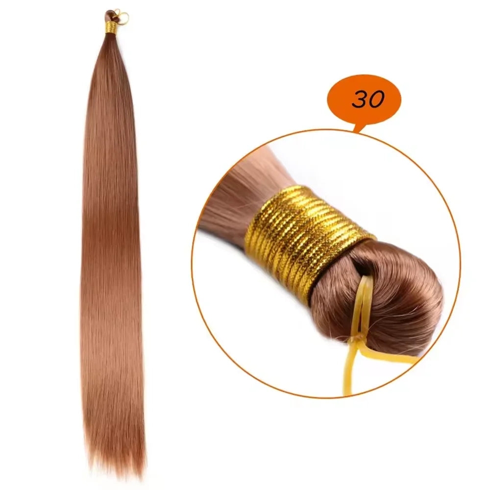 Bone Straight Silky Crochet Braiding Hair Synthetic Bulk High Temperature Hair Bundles Extension 28 Inch 150g Per Pack for Women