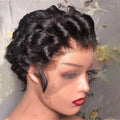 13x4 Short Bob Wig Pixie Cut Curly 100% Human Hair Wig Lace Frontal Human Hair Wigs 180% Density Natural Color for Black Women