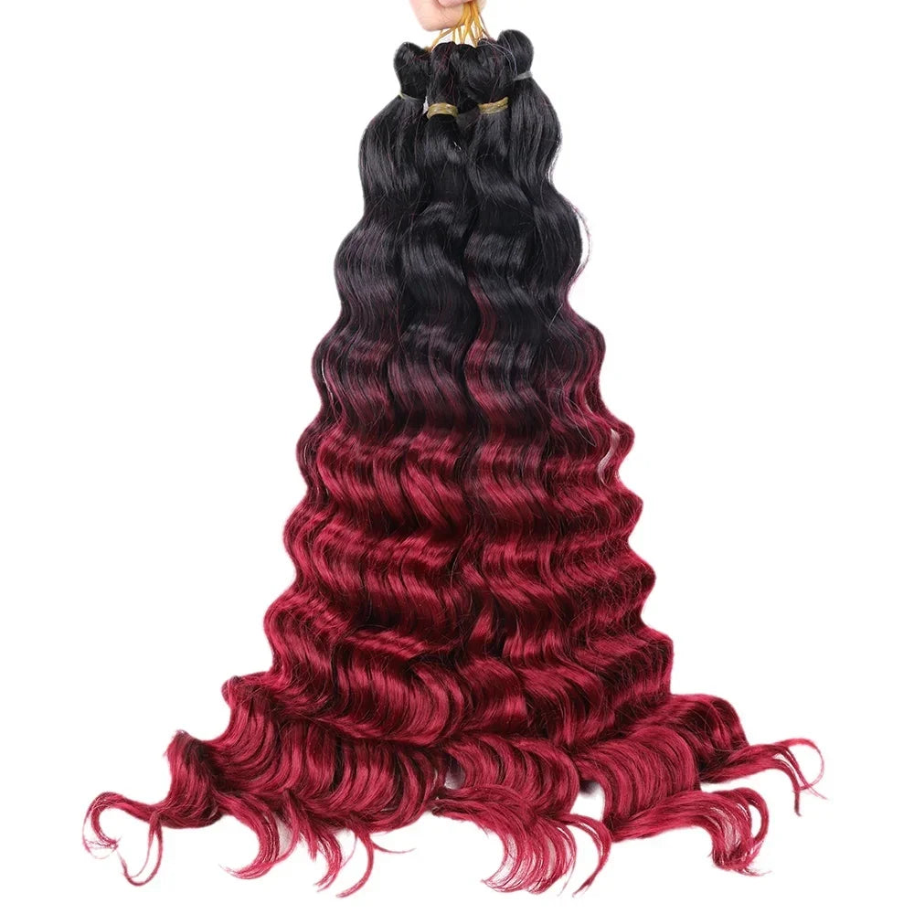 22Inch Synthetic Deep Wave Bulk Hair For Braiding Curly Ombre Brown Blonde Daily Extensions No Weft Faux Braiding Hair For Women