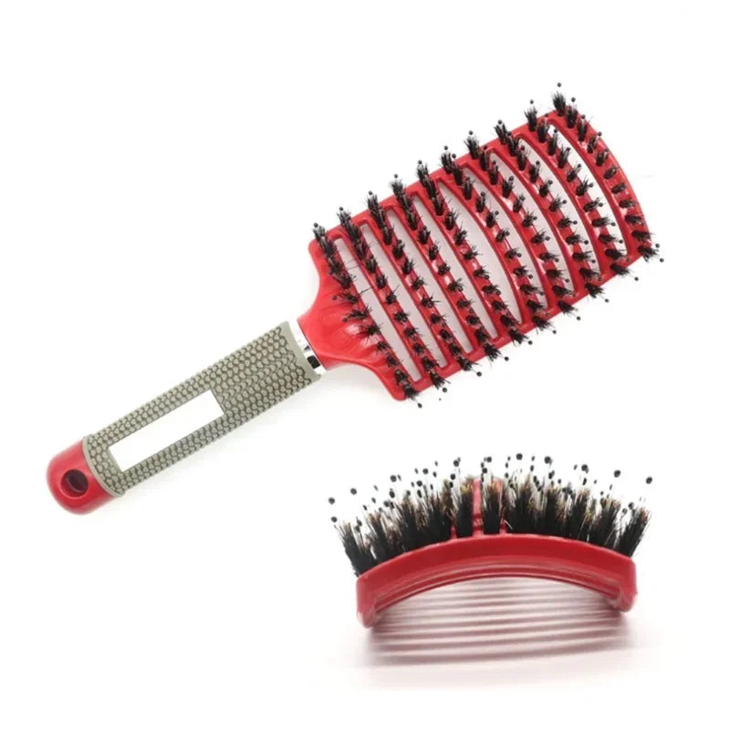 Hair Brush Exfoliating Hair Brush Bristle Women's Wet Curly Hair Comb Salon Hair Styling Tool，Special for Real Hair Wigs