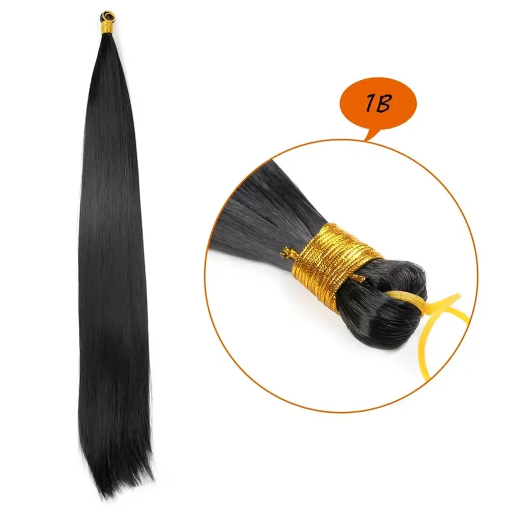 28 Inch Bone Straight Silky Crochet Braiding Hair 150g Synthetic Hair High Temperature Hair Extensions Hair Bundles for Women