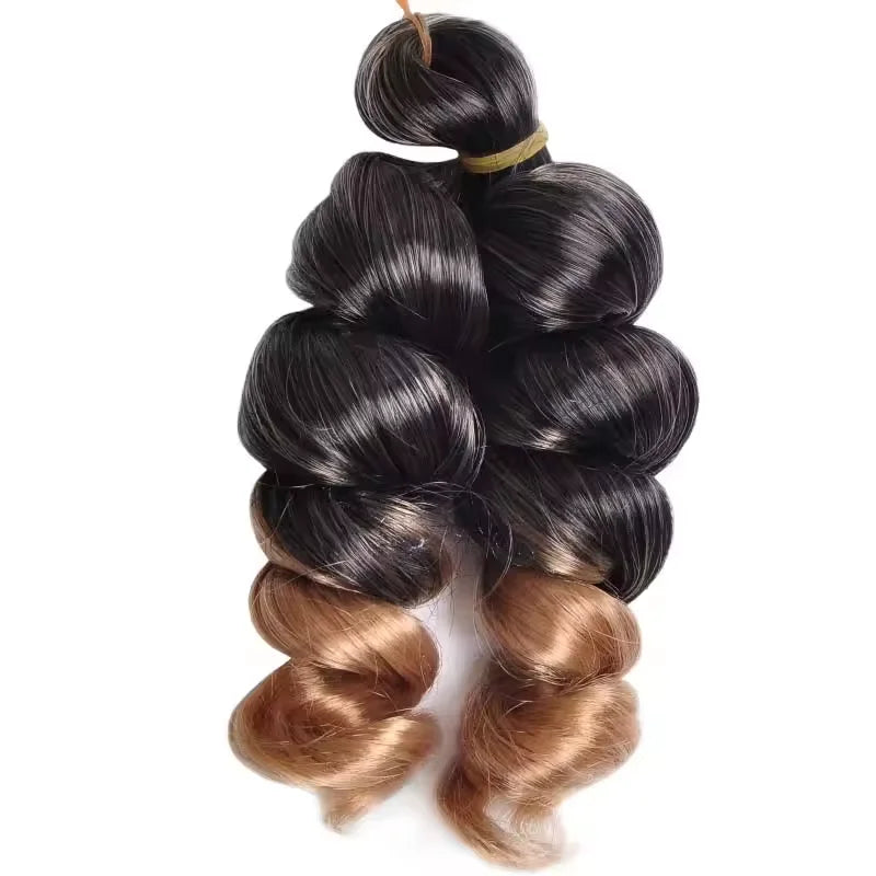 Synthetic Loose Wave Crochet Hair 12 Inch French Loose Curled Body Wave Woven Hair Water Wave Women's Wig Monochrome Mixed Color