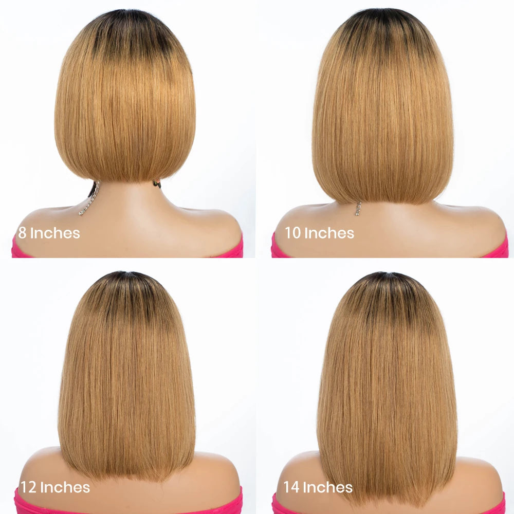 Sleek Ombre Pink Transparent Short T Lace Bob Human Hair Wigs Peruvian Straight 13x6x2 Lace Front Wig For Women Pre Plucked