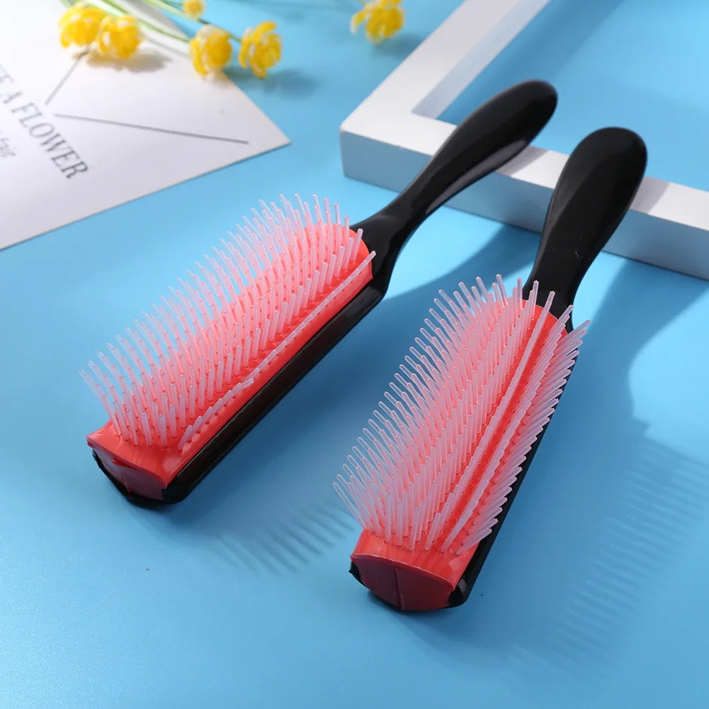 9-Rows Detangling Hair Brush Detangler Hairbrush Scalp Massager Straight Curly Wet Removable Brush Special for Real Hair Wigs