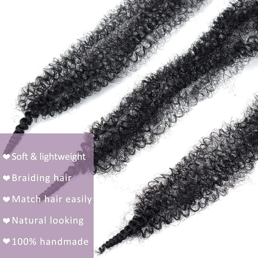 Afro Kinky Curly Marley Braid Crochet Hair Synthetic Braiding Hair Extension 16/24 Inch Afro Curl Crochet Braids For Women