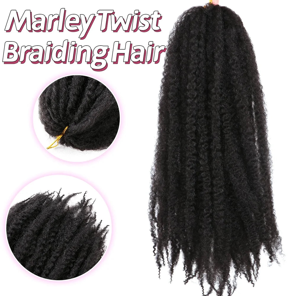 18 Inch Synthetic Marley Twist Braiding Hair Afro Kinky Curly Crochet Hair for Faux Locs Long Springy Twist Hair Extensions