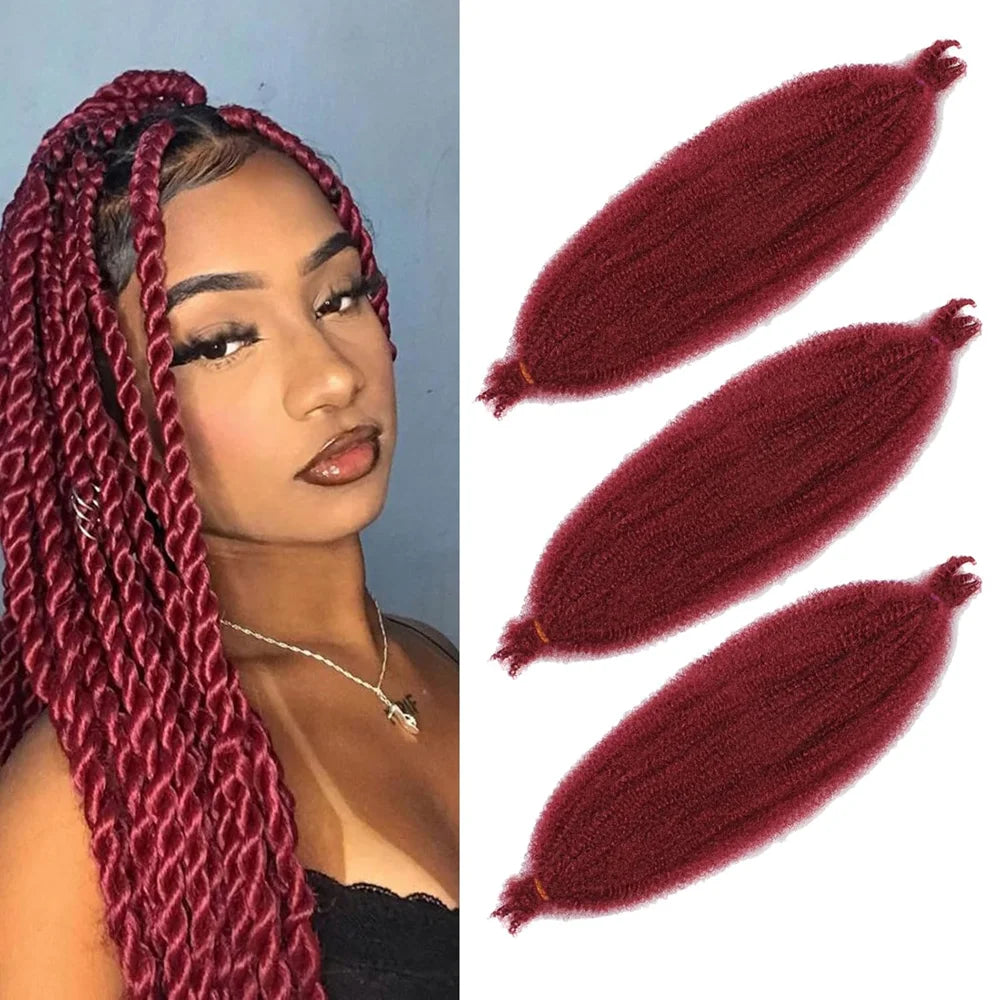 22 Inch Marley Crochet Braiding Hair Pre-Separated Synthetic Hair Extension 1/2/3 Packs Soft Spring Afro Twist Hair For Women