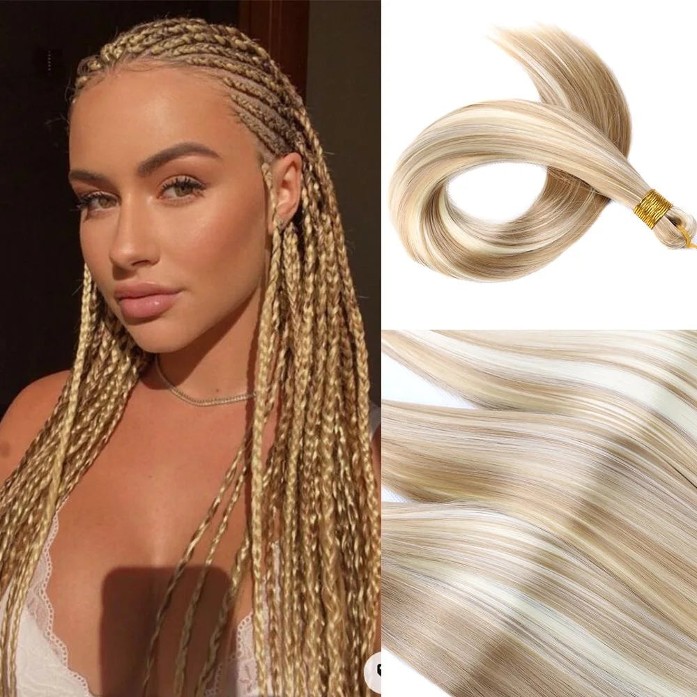 28 Inch Bone Straight Silky Crochet Braiding Hair 150g Synthetic Hair High Temperature Hair Extensions Hair Bundles for Women