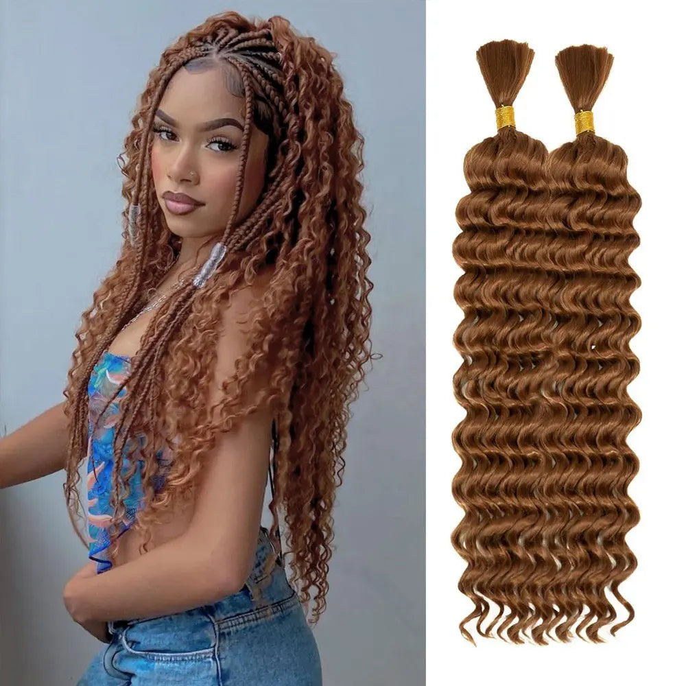 Synthetic Deep Wave Bulk Hair For Braiding Hair No Weft 22inch Wet And Wavy 100g Quality Hair Braiding Extensions For Boho Braid