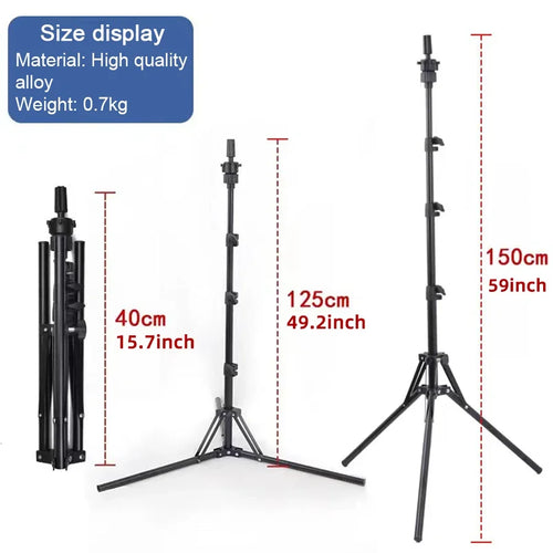 150 cm Mannequin Head Stand, Upgrade Foldable Wig Stand Tripod for Cosmetology Hairdressing Training, Adjustable Wig Head Stand