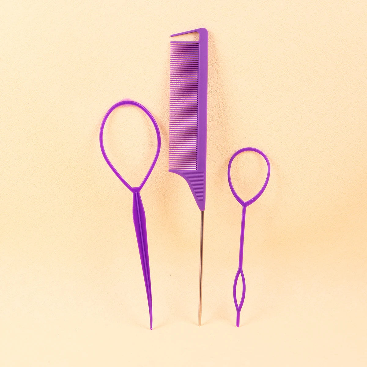 3pcs of hair braiding tools, designed for hair styling mouse tail combs to distribute hair braiding，Special for real hair wigs