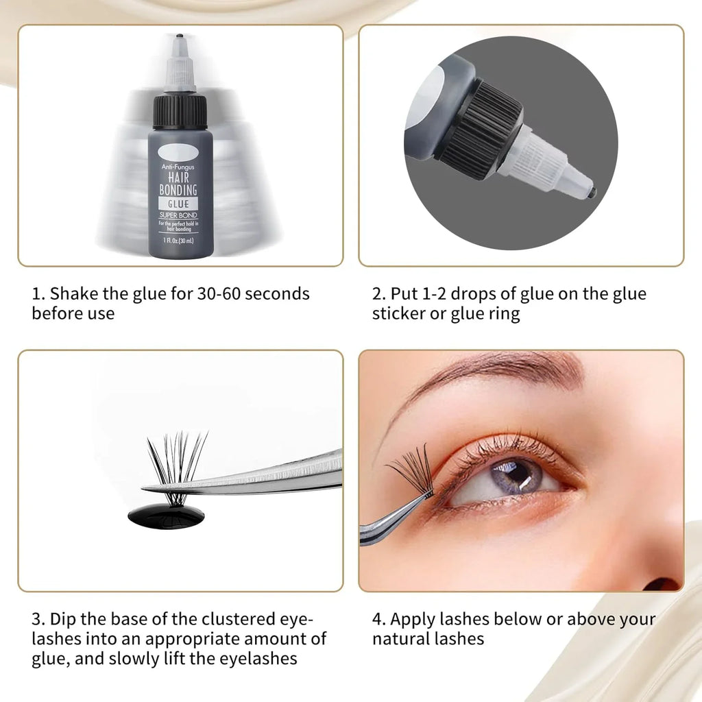 1/2/4oz Bonding Glue Eyelash Extension Glue Strong Hold Adhesive for Lash Waterproof Glue  Professional Invisible Bond Fast Dryi