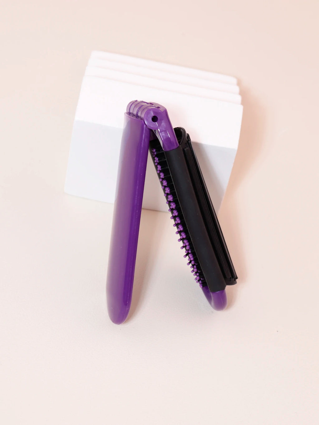 1pc Folding travel mirror hair brush, portable mini massage hair brush, suitable for outings，Special for real hair wigs