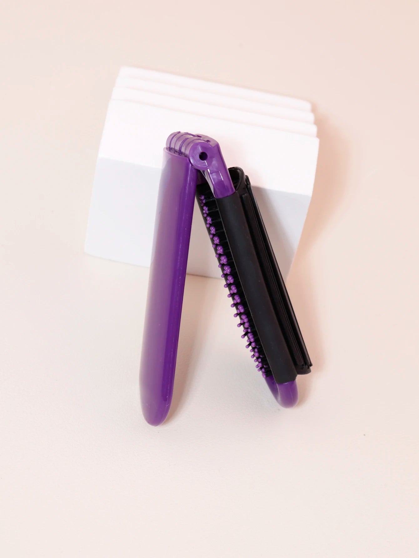 1pc Folding travel mirror hair brush, portable mini massage hair brush, suitable for outings，Special for real hair wigs