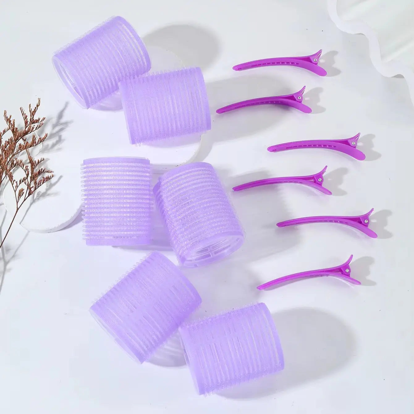 12pcs Curling Tool Set with 6 Non Heat Curlers and 6 Clips, available in multiple sizes Special for real hair wigs