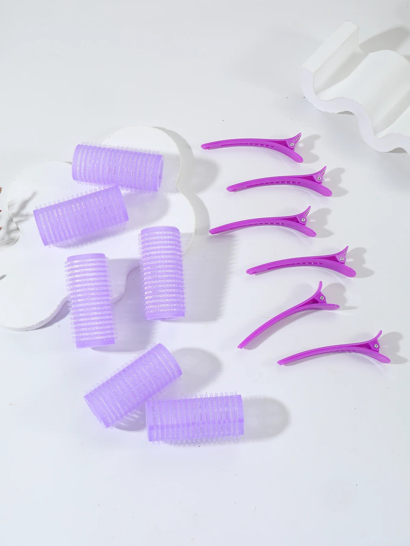 12pcs Curling Tool Set with 6 Non Heat Curlers and 6 Clips, available in multiple sizes Special for real hair wigs