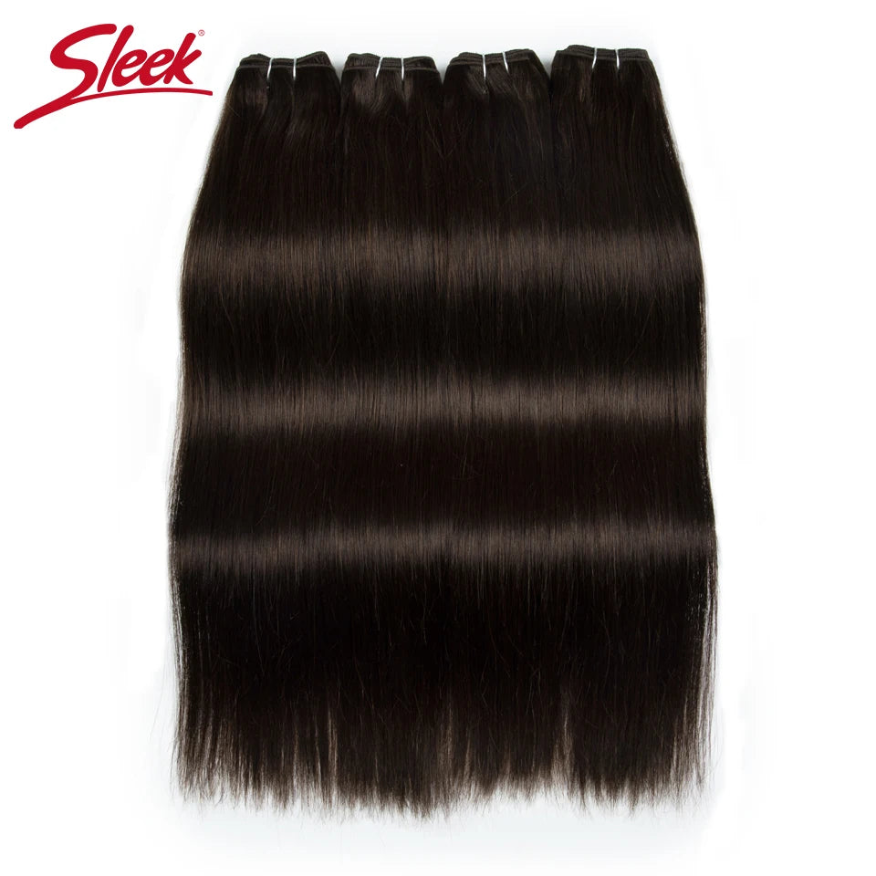 Sleek Brazilian Straight Human Hair Double Drawn Natural Human Hair Weave Bundles Remy Natural  Brown #4 #6 #8 Human Hair Bundle