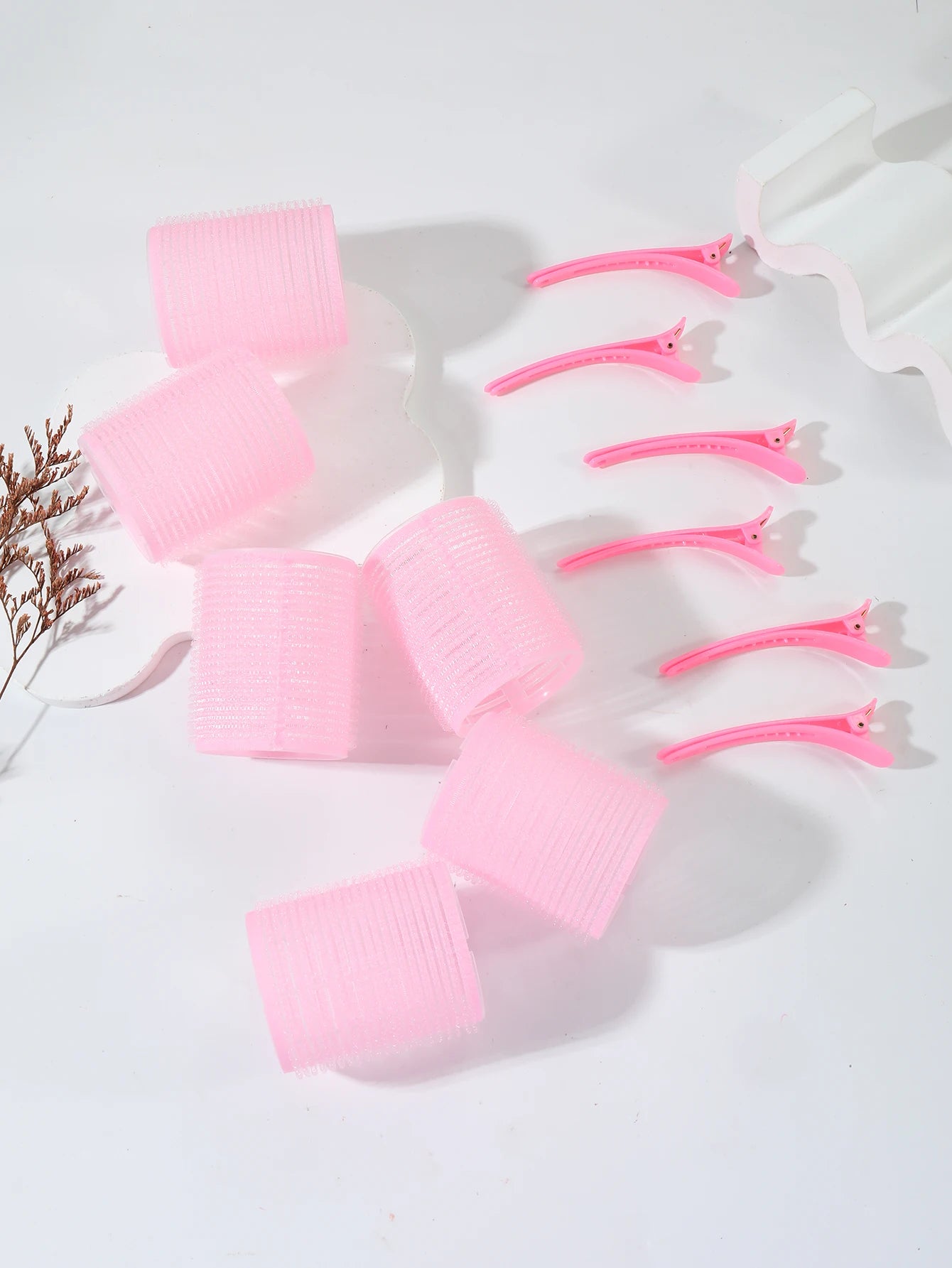 12pcs Curling Tool Set with 6 Non Heat Curlers and 6 Clips, available in multiple sizes Special for real hair wigs