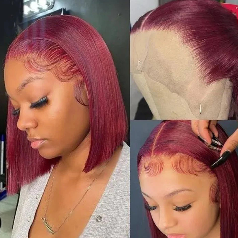 Ginger Short Bob Lace Front Wigs 100% Human Hair Wigs Bob Lace Wigs For Women Blonde Orange Straight Brazilian Hair Closure Wig