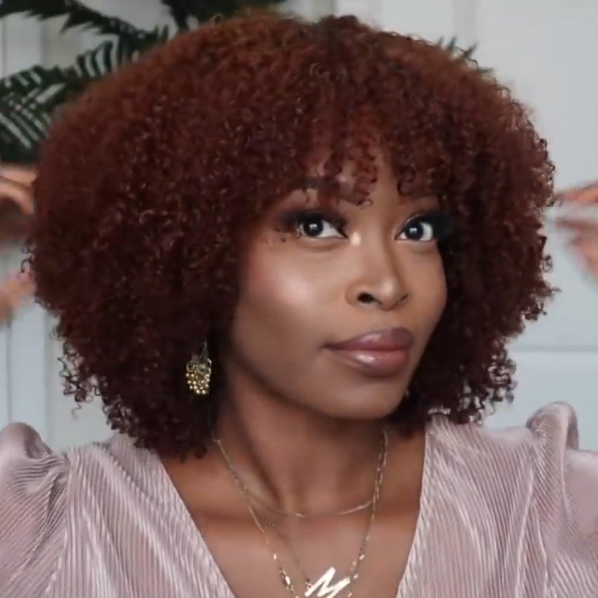 Short Curly Reddish-Brown Wig