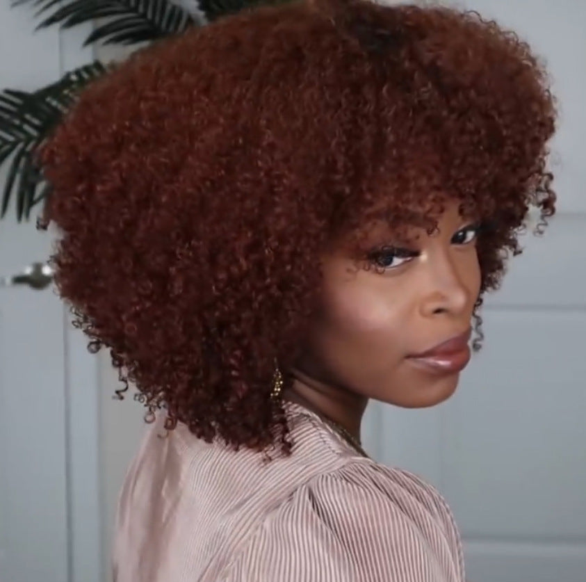 Short Curly Reddish-Brown Wig