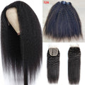 XBL Hair Kinky Straight Human Hair 3 Bundles with 4x4 Lace Closure