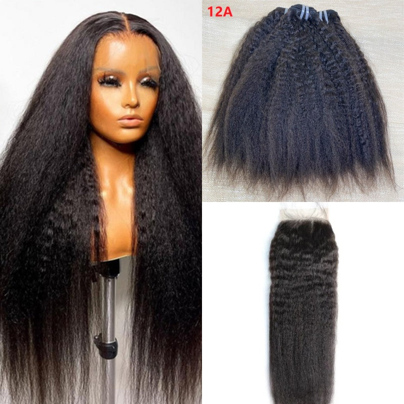 XBL Hair Miss Flawless / Lovely / Pretty Kinky Straight Human Hair Bundles with 5x5 Closure