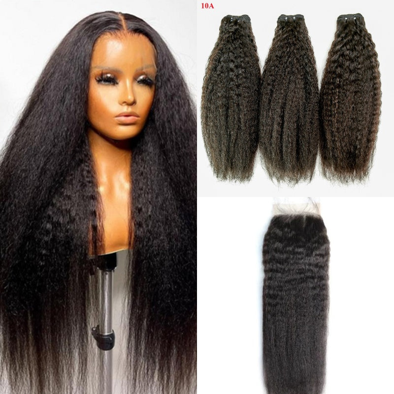 XBL Hair Miss Flawless / Lovely / Pretty Kinky Straight Human Hair Bundles with 5x5 Closure