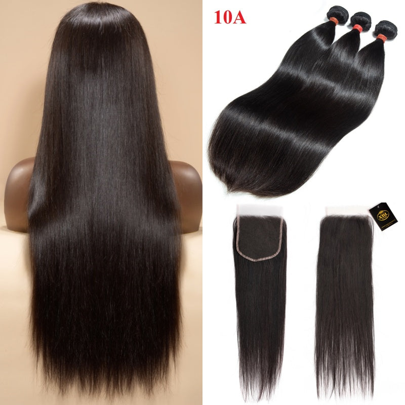 XBL Hair Miss Flawless / Lovely / Pretty 5x5 Lace Closure with Bundles Straight Hair 3 Bundles with Closure
