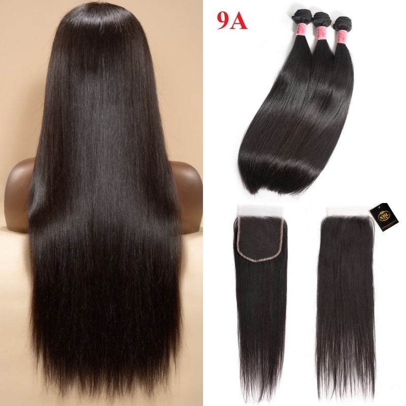 XBL Hair Miss Flawless / Lovely / Pretty 5x5 Lace Closure with Bundles Straight Hair 3 Bundles with Closure